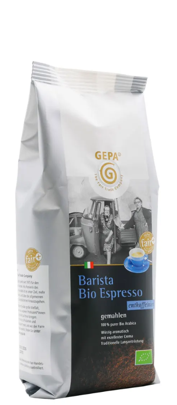 GEPA Bio – Café Espresso Italiano Descafeinado con Molienda para Portafiltro