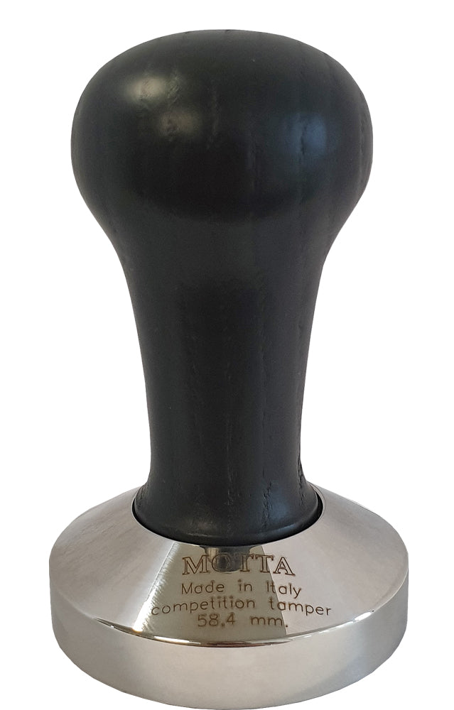 Motta Tamper de acero inoxidable con mango de madera Negro